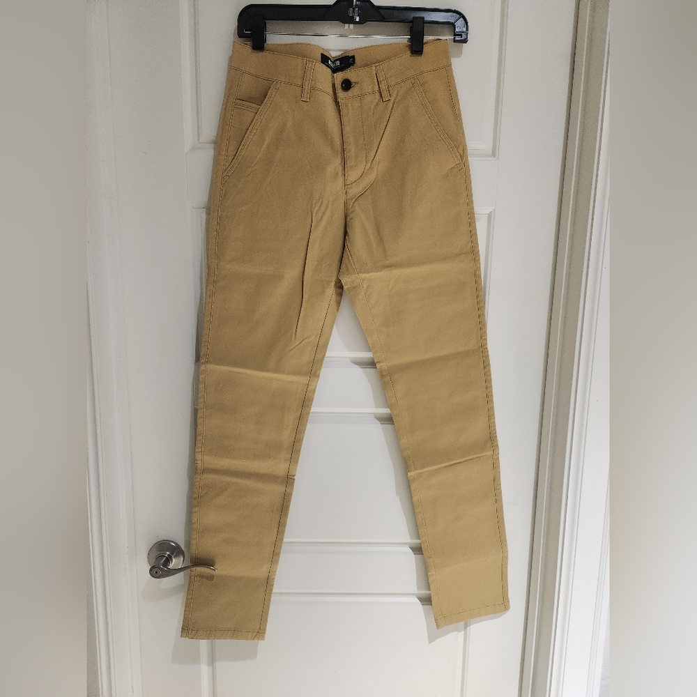 OCHENTA Mens Tapered Flat Front Chino Casual Dress Pants